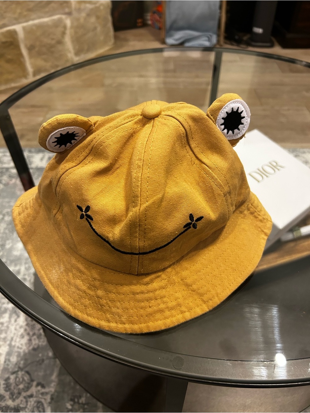 Playful Frog-Eye Mustard Bucket Hat